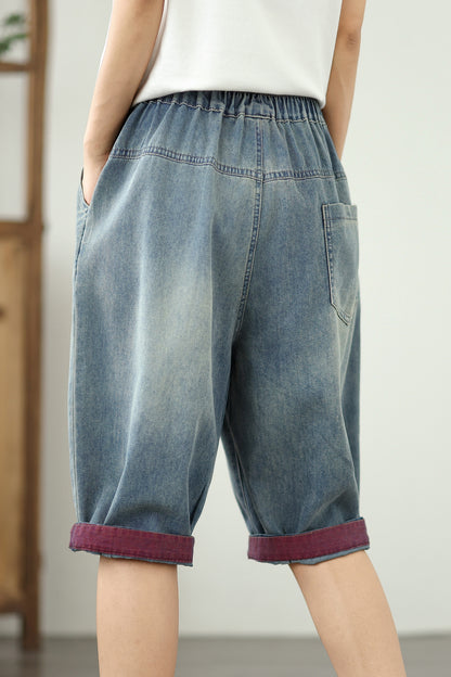 Women Jeans Denim Harem Pants Elastic Waist
