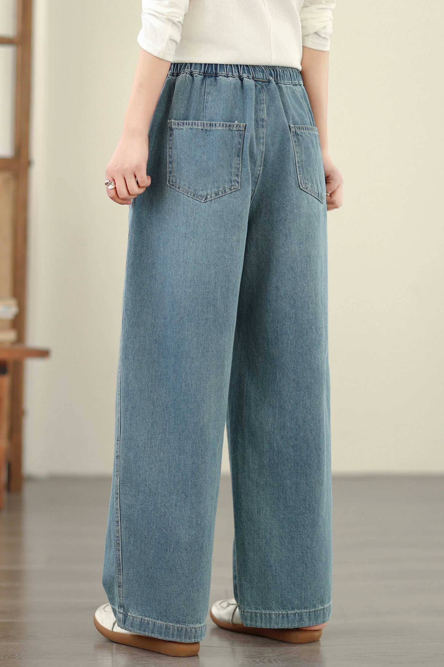 Women's Jeans Elastic Waist Baggy Wide Leg Pants