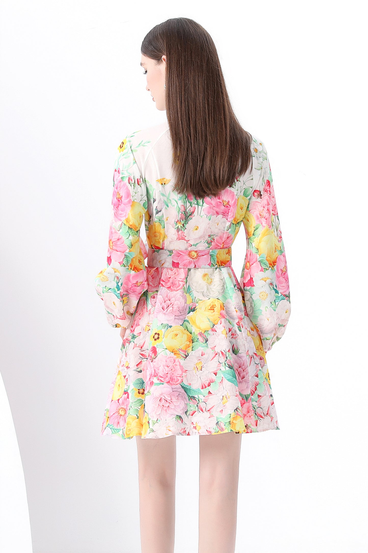 Women's Lantern Long Sleeve Floral Print Dresses