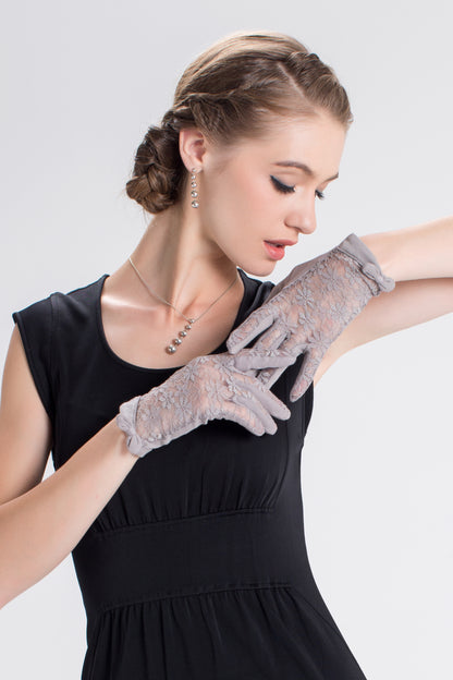 Lace Bow Gloves for Women Sun Uv Protection Gloves