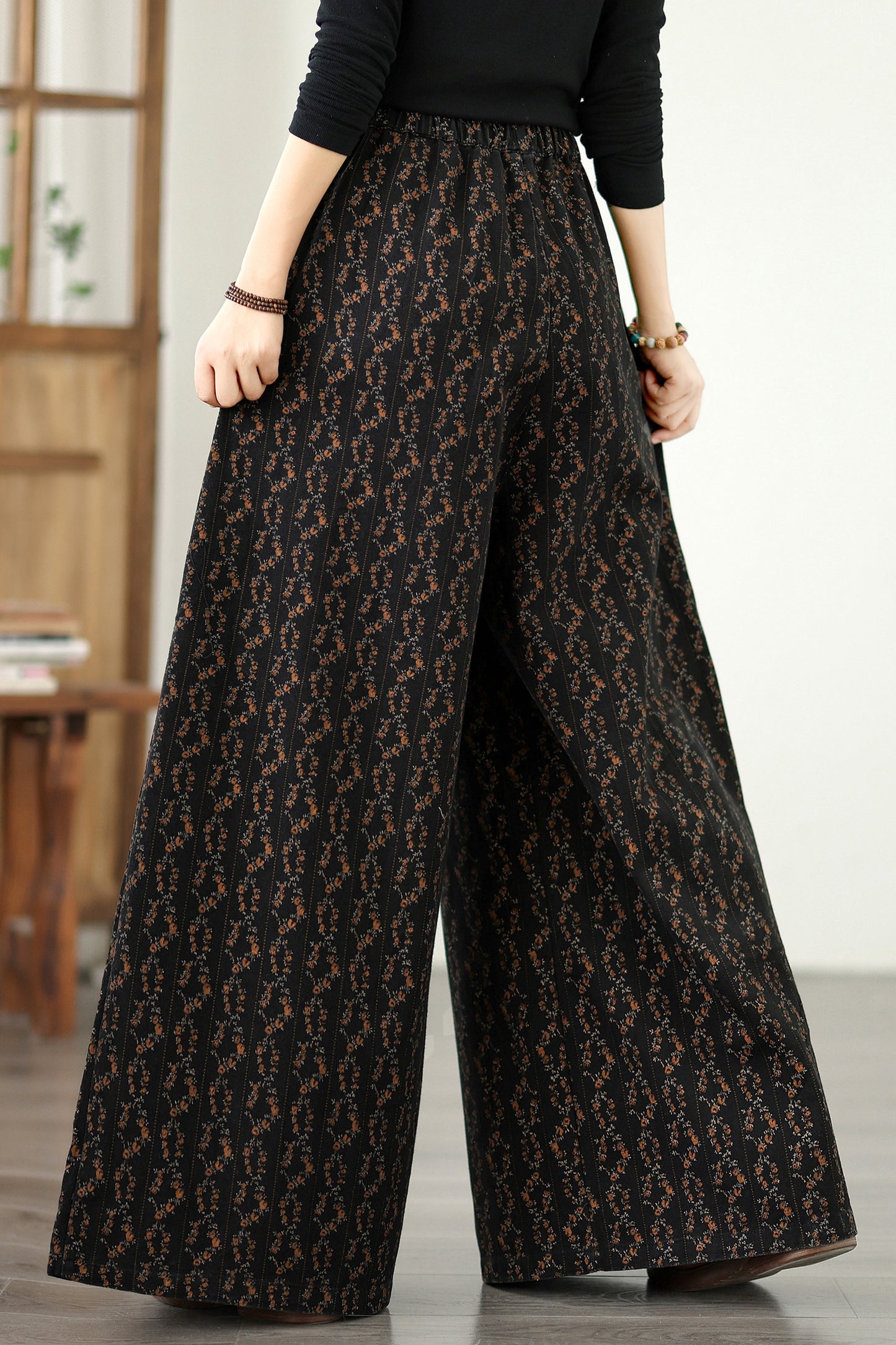 Women's Baggy Jeans Drawstring Elastic Waist Wide Leg