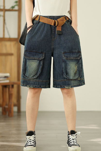 Women's Bermuda Shorts Baggy Jean Denim Shorts - LAI MENG FIVE CATS