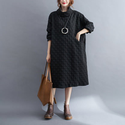 High Collar  Pullover Dress With Pocket