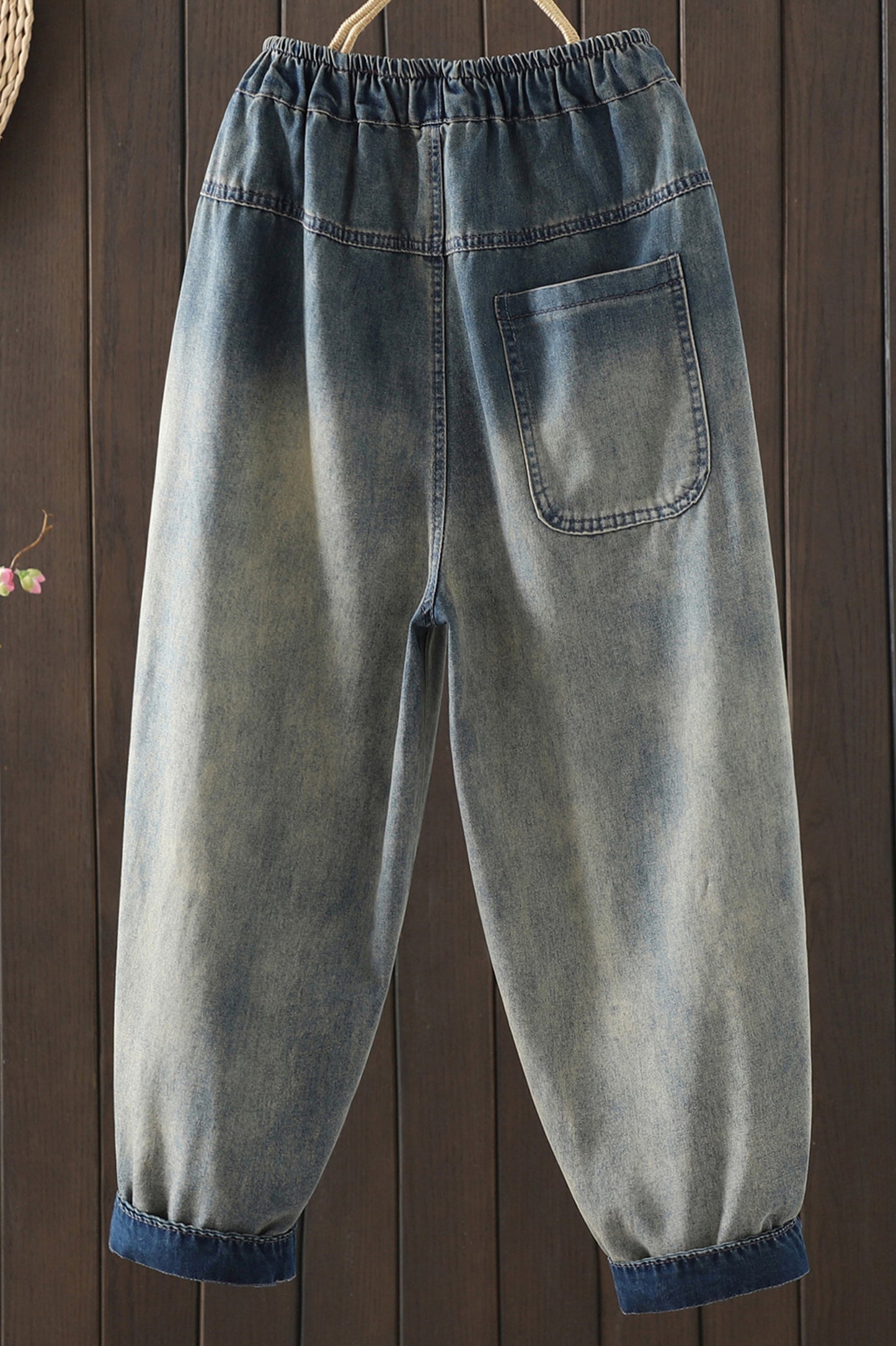 Women Jeans Denim Loose Elastic Waist Pant