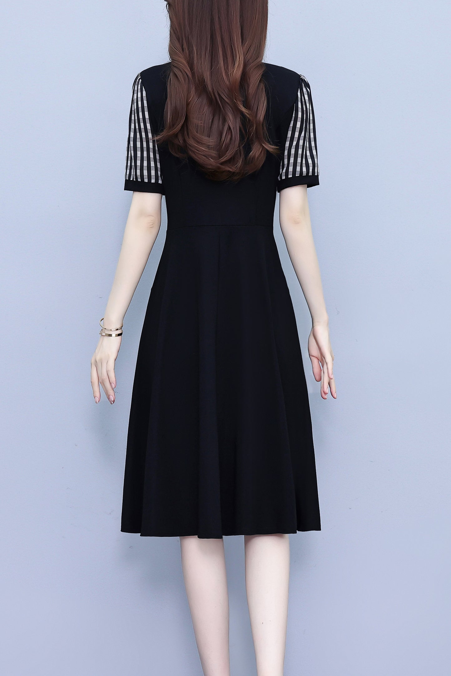 Women's Tie V-Neck Short Sleeve Pocket Midi Dress