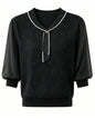 Tie-Neck Lightweight Knit Polo Top