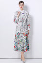 Women's Floral Print Flowy Button Split Maxi Dress