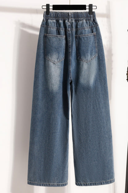 Women's 2026 Jeans Elastic Waist Wide Leg Denim