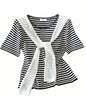 Coastal Stripe Knit Top with Scarf Tie Detail – Lightweight Summer Essential