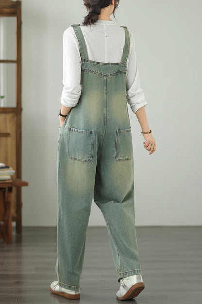 Womens Denim Bib Pants Jumpsuits Jeans Adjustable Strap Overalls