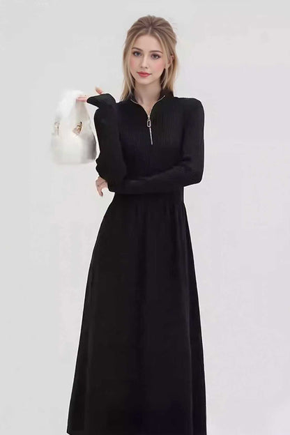 Women's Ribbed Knit  Long Sleeve Sweater Maxi Dress