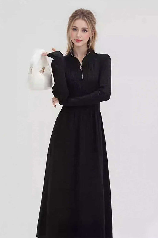 Women's Ribbed Knit  Long Sleeve Sweater Maxi Dress