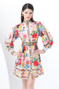 Women's Floral Print Long Sleeve Mini Dress