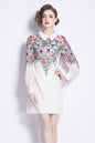 SSY-Women's Floral Chiffon Long Sleeve Mini Dress
