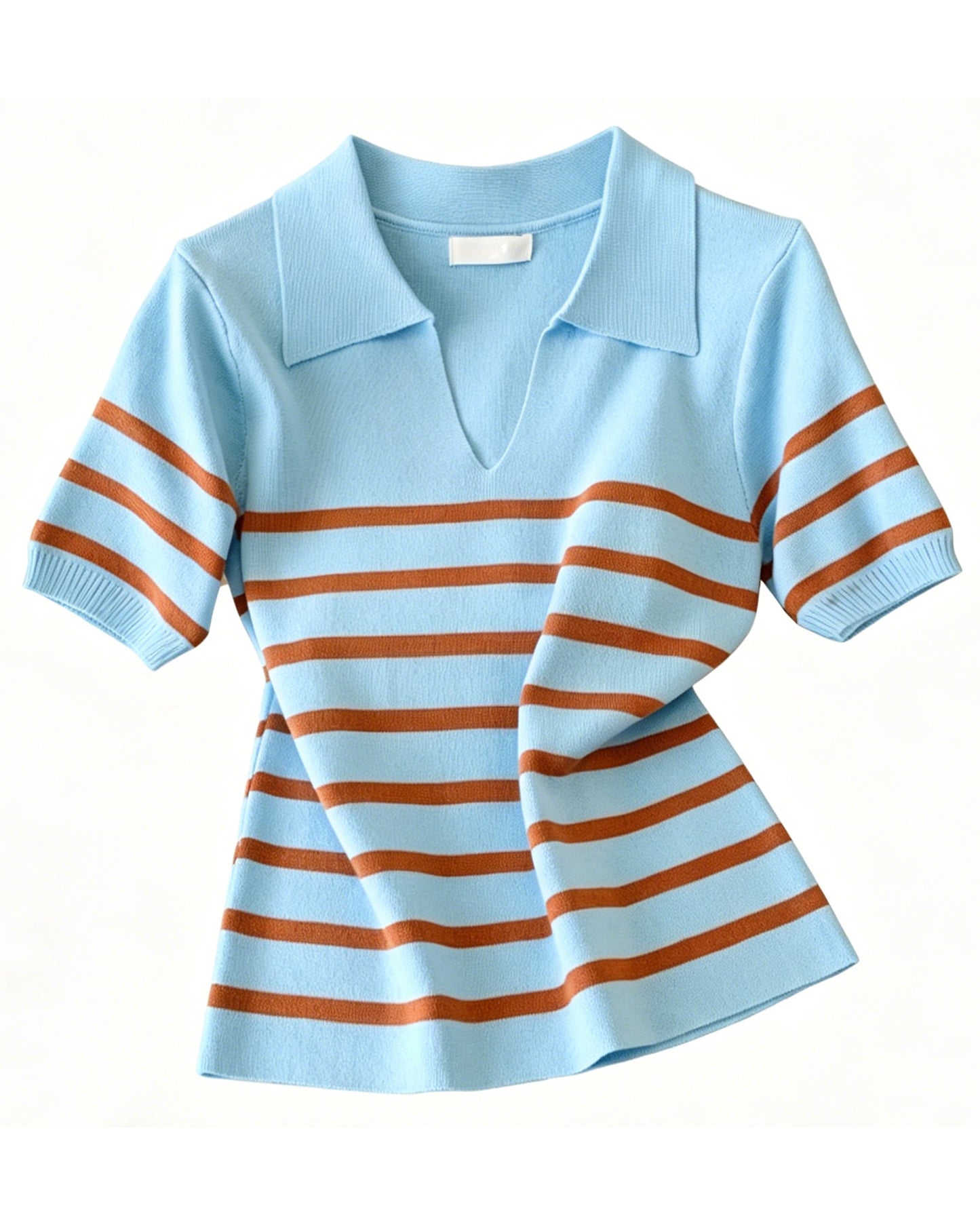 Stripe Polo Knit Top – Lightweight Everyday Statement
