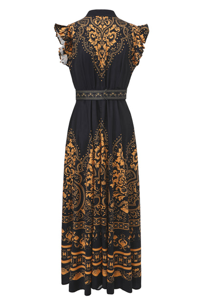 Women's Floral Print V-Neck Sleeveless Maxi Dress - LAI MENG FIVE CATS