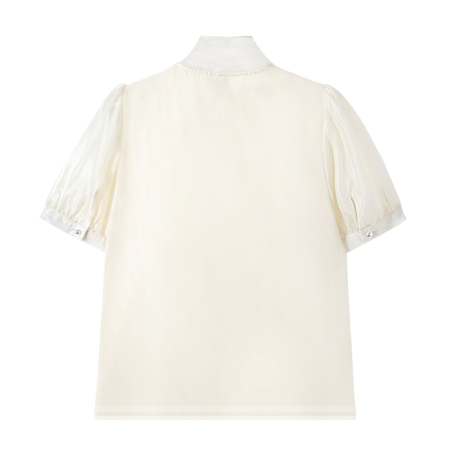 Elegant Bow Tie Pearl Accent Blouse