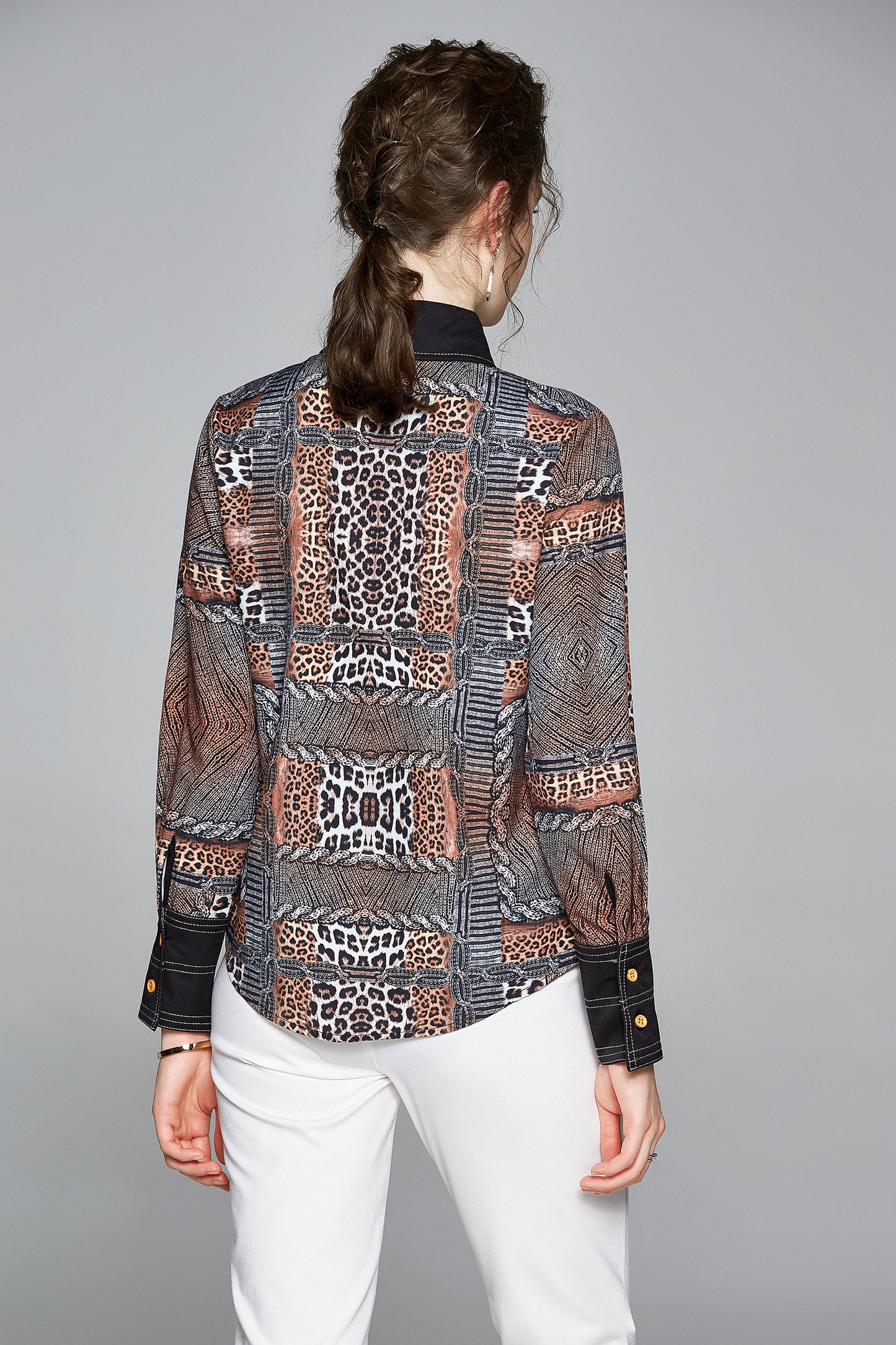 ESY-Women's Shirt Print Long Sleeve Button Blouse - LAI MENG FIVE CATS