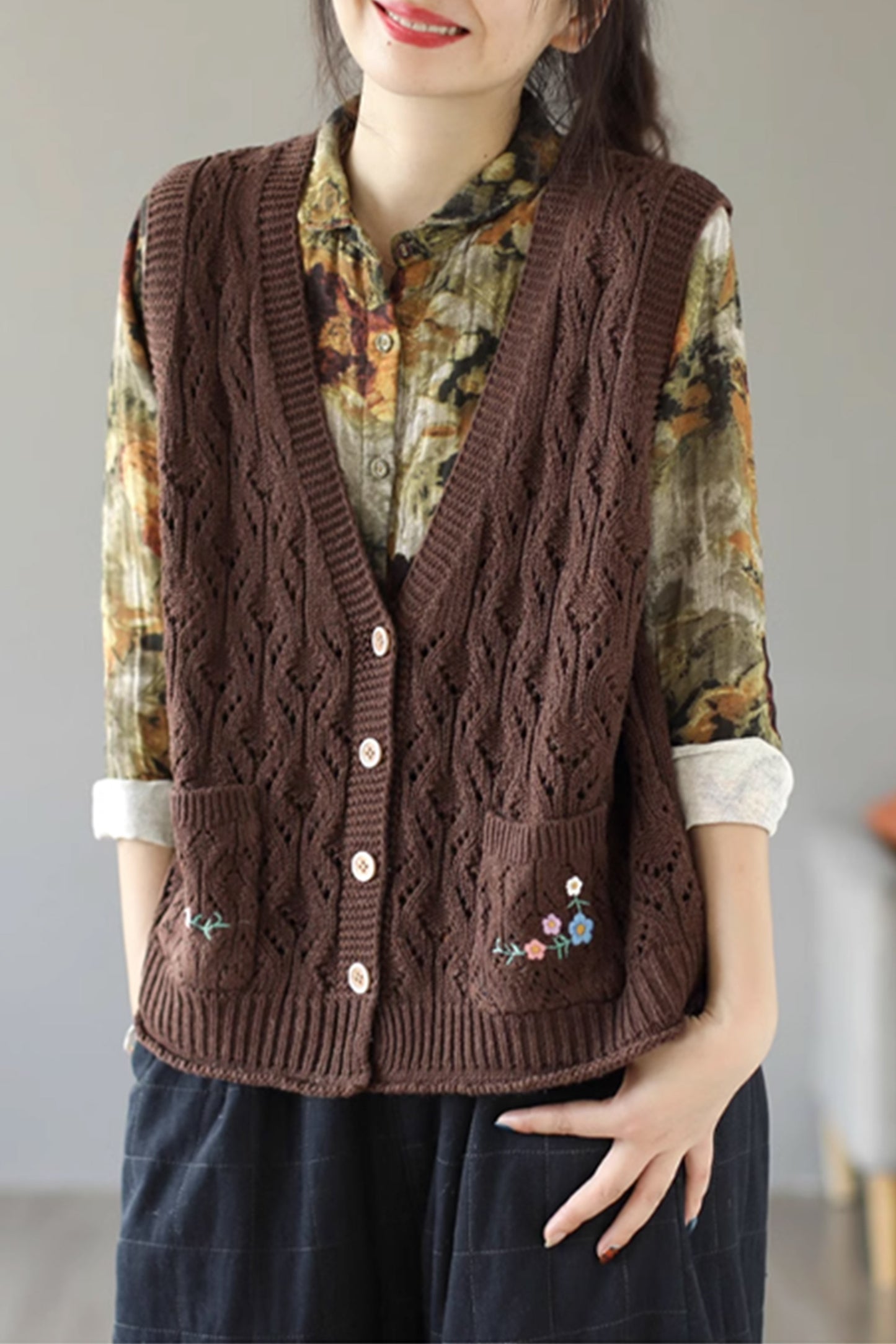 2023 Vintage Casual Loose Print Jacket with Pockets