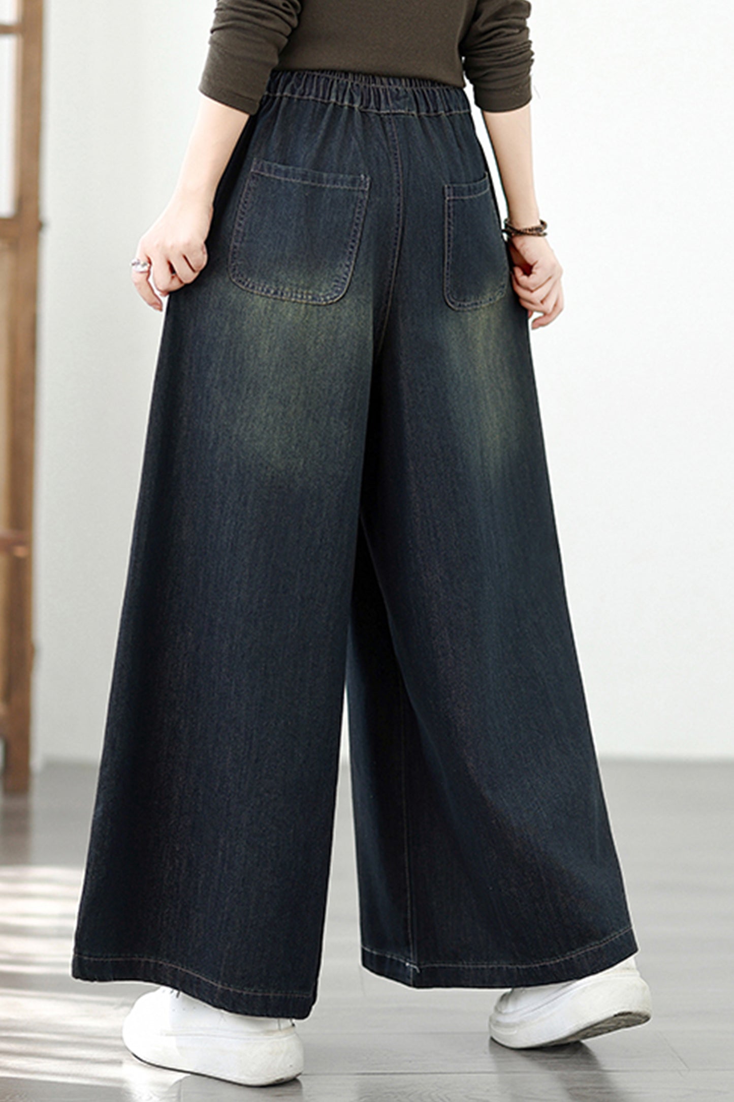 Women's Baggy Jeans Embroidery Wide Leg Denim