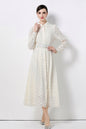 Women's Lapel Collar Floral Lace Button Maxi Dress