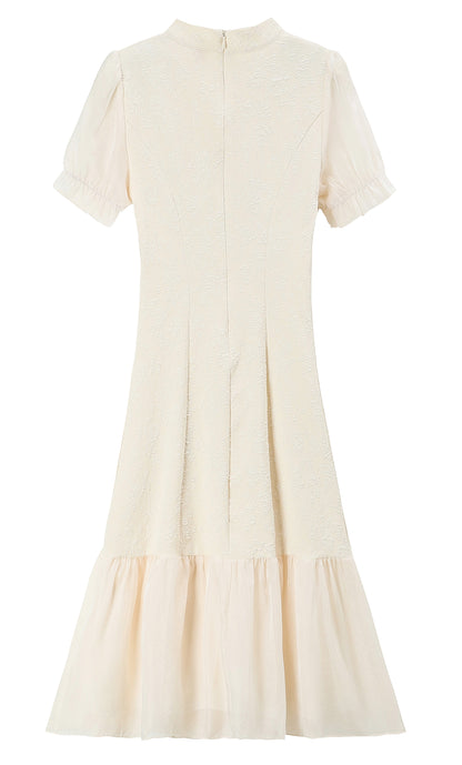 Jacquard Spliced Midi Dress