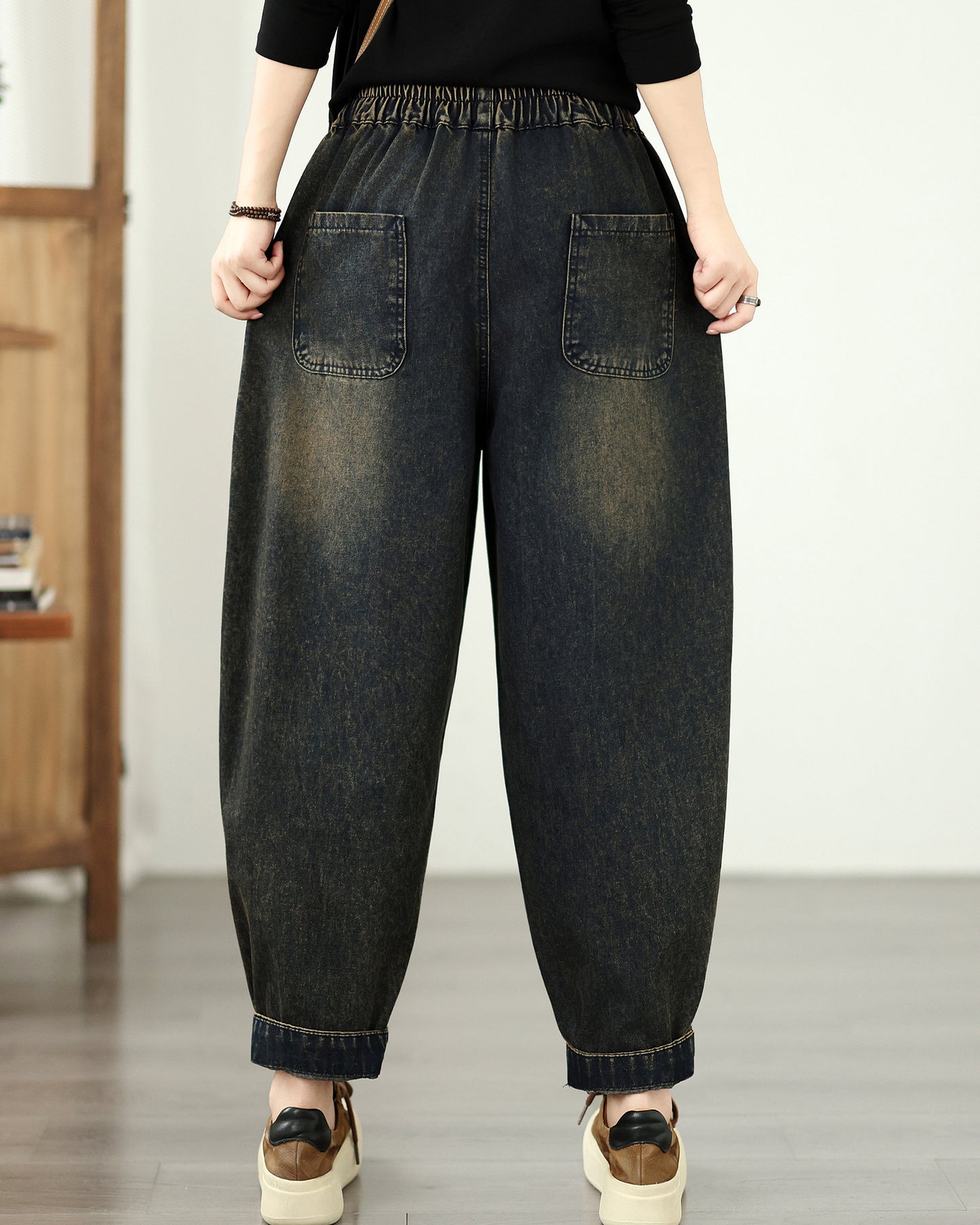 Vintage Embroidered Patchwork Denim Harem Pants