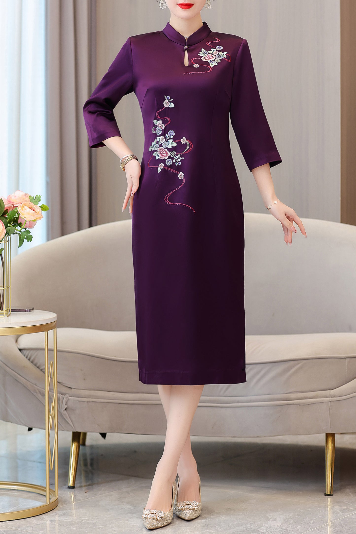 Women's Formal Elegant Embroider Midi Dress