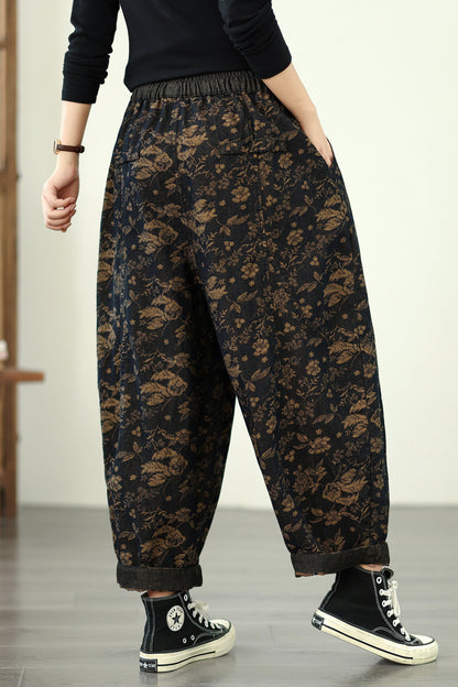Women's Harem Jeans Drawstring Waist Print Pants