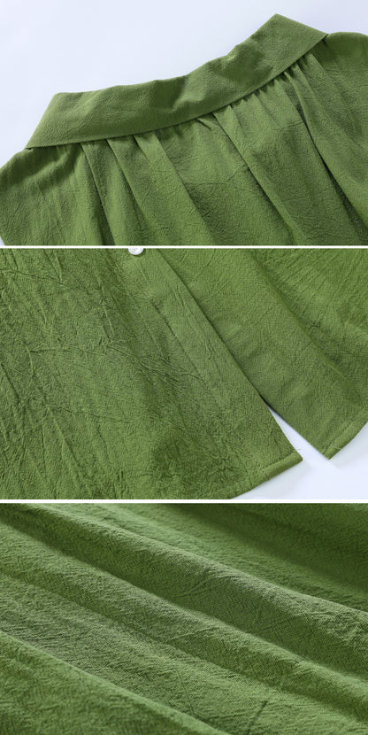 Green Sleeveless Button Front Belted Midi Dress with Pockets