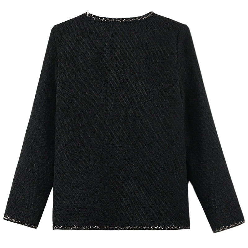 28687 Black Tweed Jacket with Gold Buttons