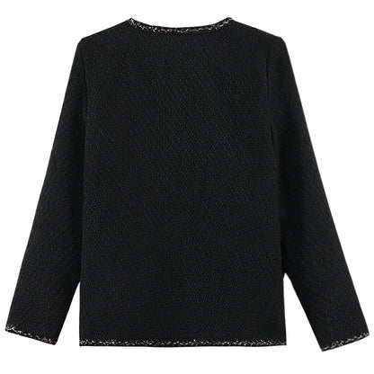 28687 Black Tweed Jacket with Gold Buttons