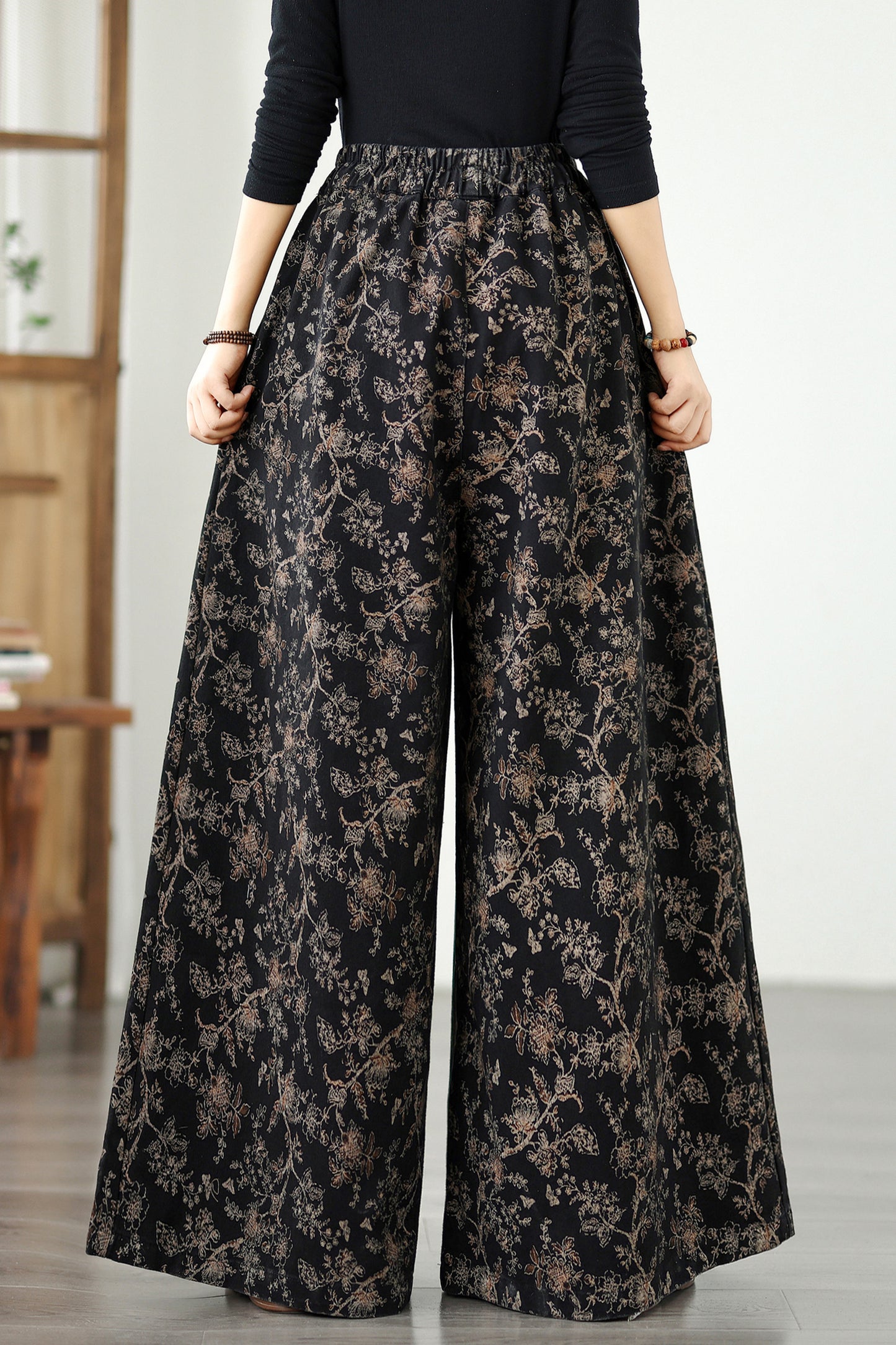 Women's Baggy Jeans Drawstring Elastic Waist Wide Leg