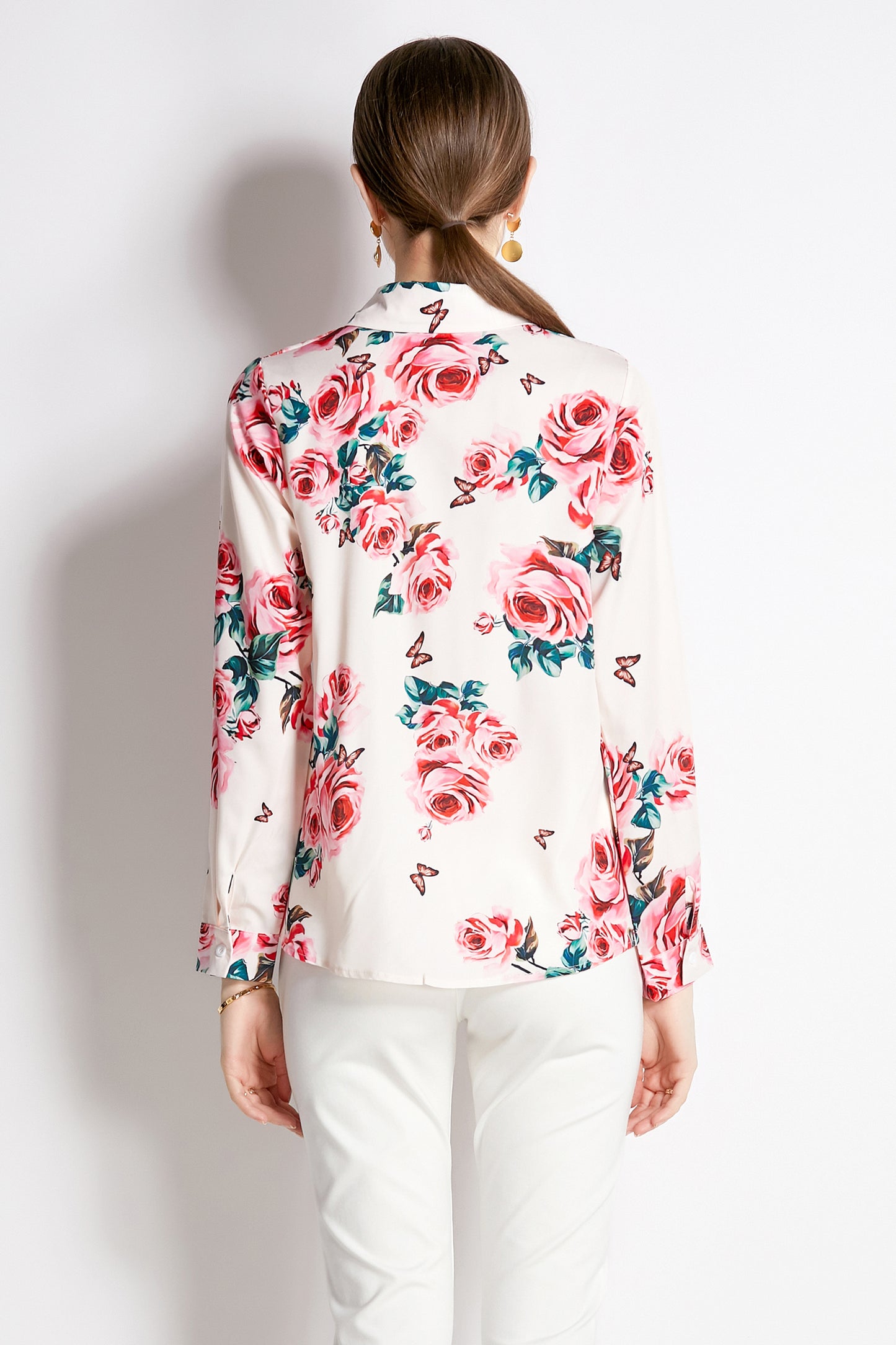 ESY-Women's Shirt Print Long Sleeve Button Blouse - LAI MENG FIVE CATS