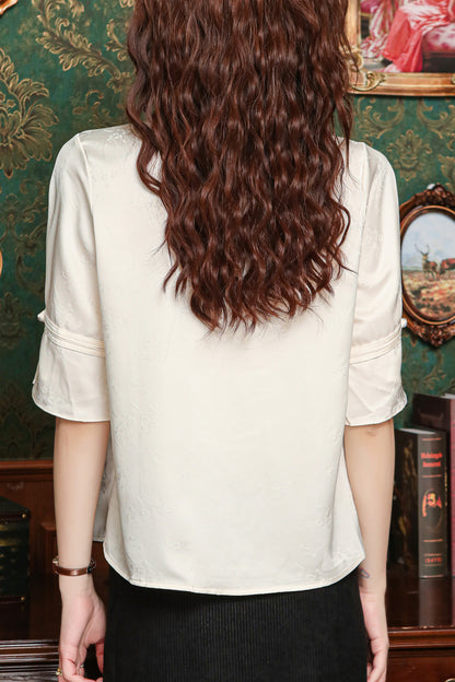 Women's Chinese Style Silk Satin Jacquard Blouse