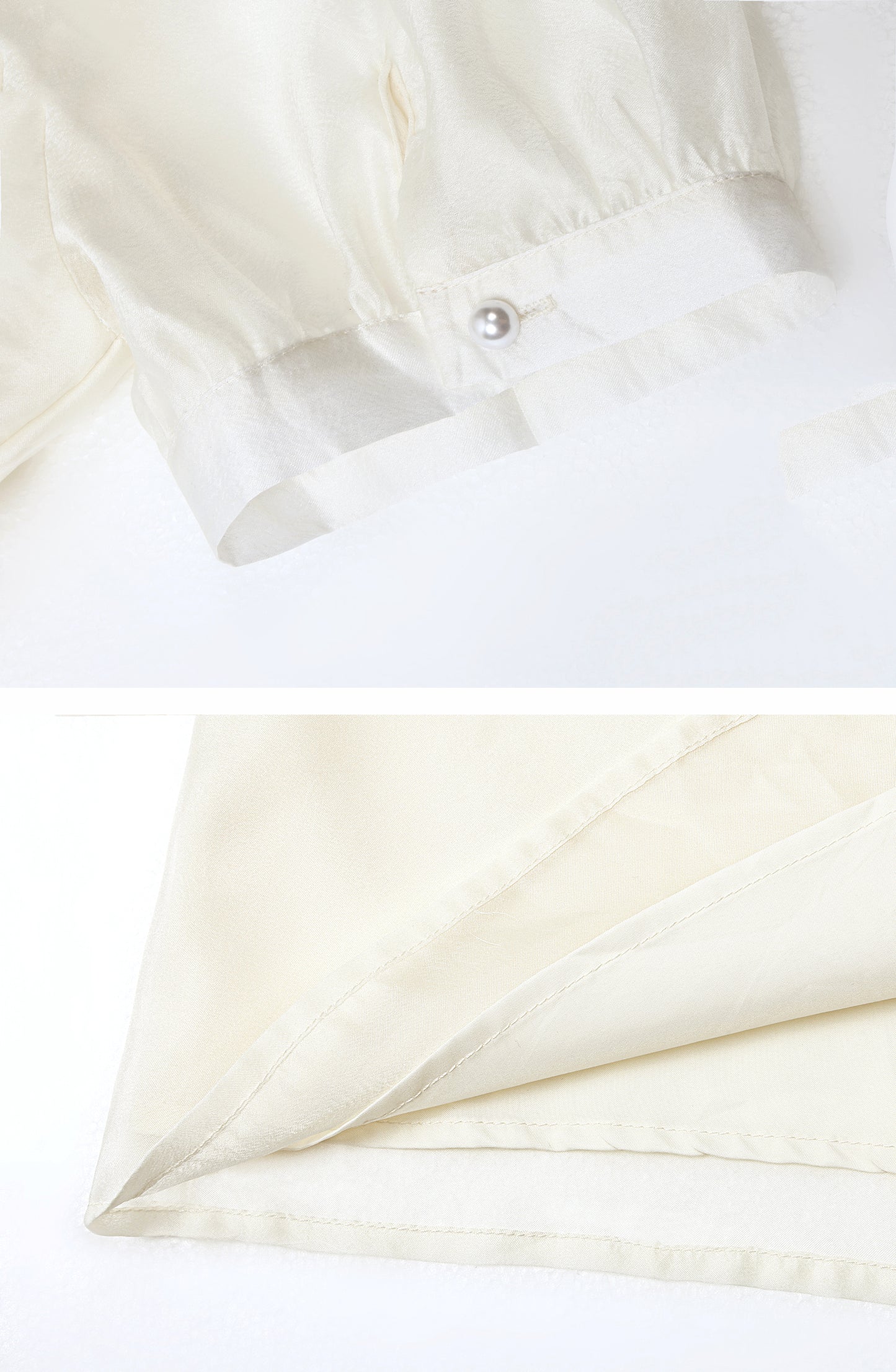 Elegant Bow Tie Pearl Accent Blouse
