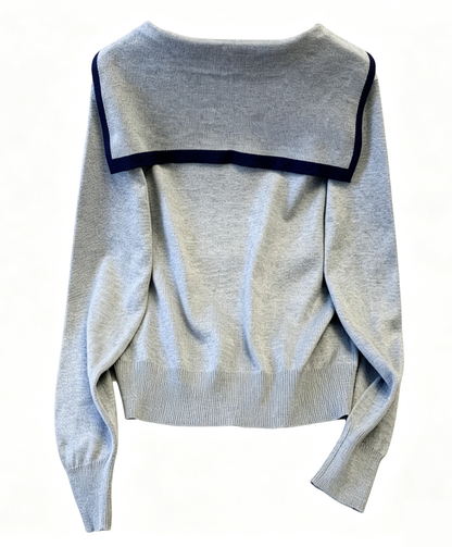 Sailor Collar Knit Top with Tie Front | Soft Early Fall Sweater