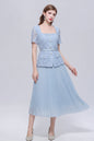 Graceful Square Neck Lace Pleated Button Midi Dress