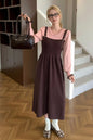 Women's 2 in 1 Sweater Knit Long Sleeve Midi Dress