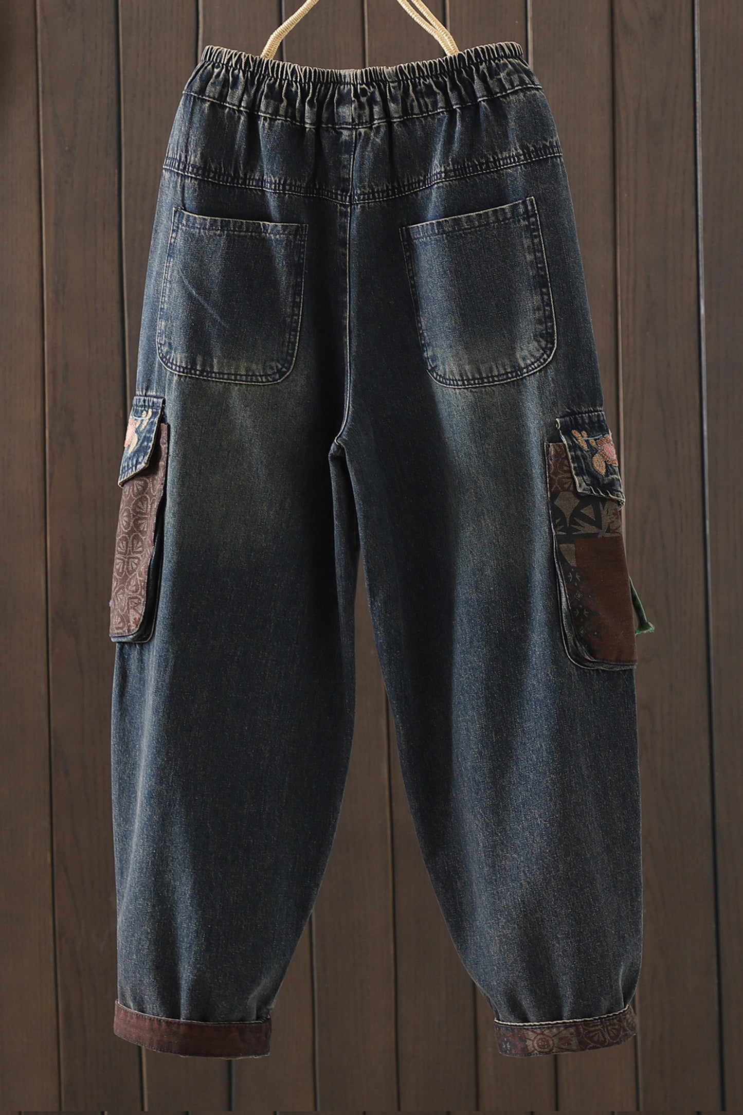 Women Jeans Denim Loose Elastic Waist Pant