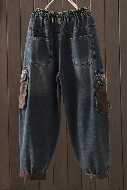 Women Jeans Denim Loose Elastic Waist Pant
