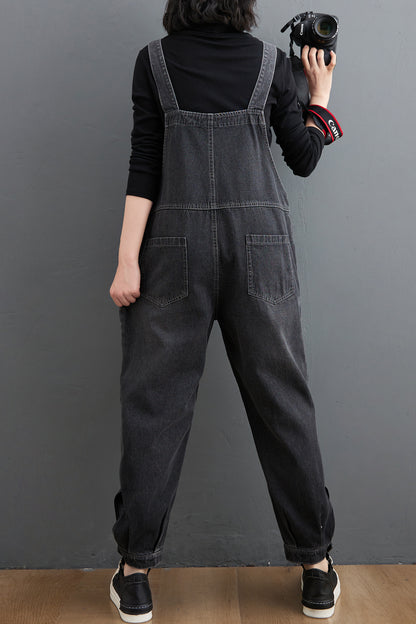 Womens Denim Bib Pants Jumpsuits Adjustable Strap Overalls