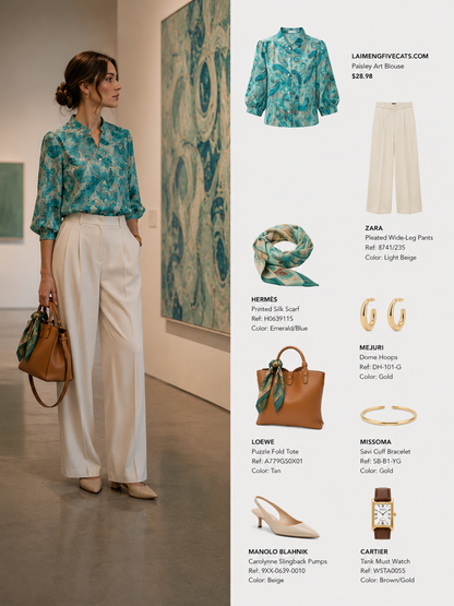 Paisley Art Print Blouse – Lightweight Gallery Collection Shirt