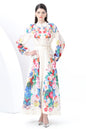 Women's Floral Print Ruffle Wrap Maxi Dress