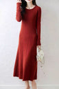 Women's Round Neck Sweater Ribbed Knit Maxi Dress