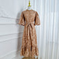 Loose Lace Midi Dress with Front Buttons, Ruffle Hem & Fully Lined - LAI MENG FIVE CATS