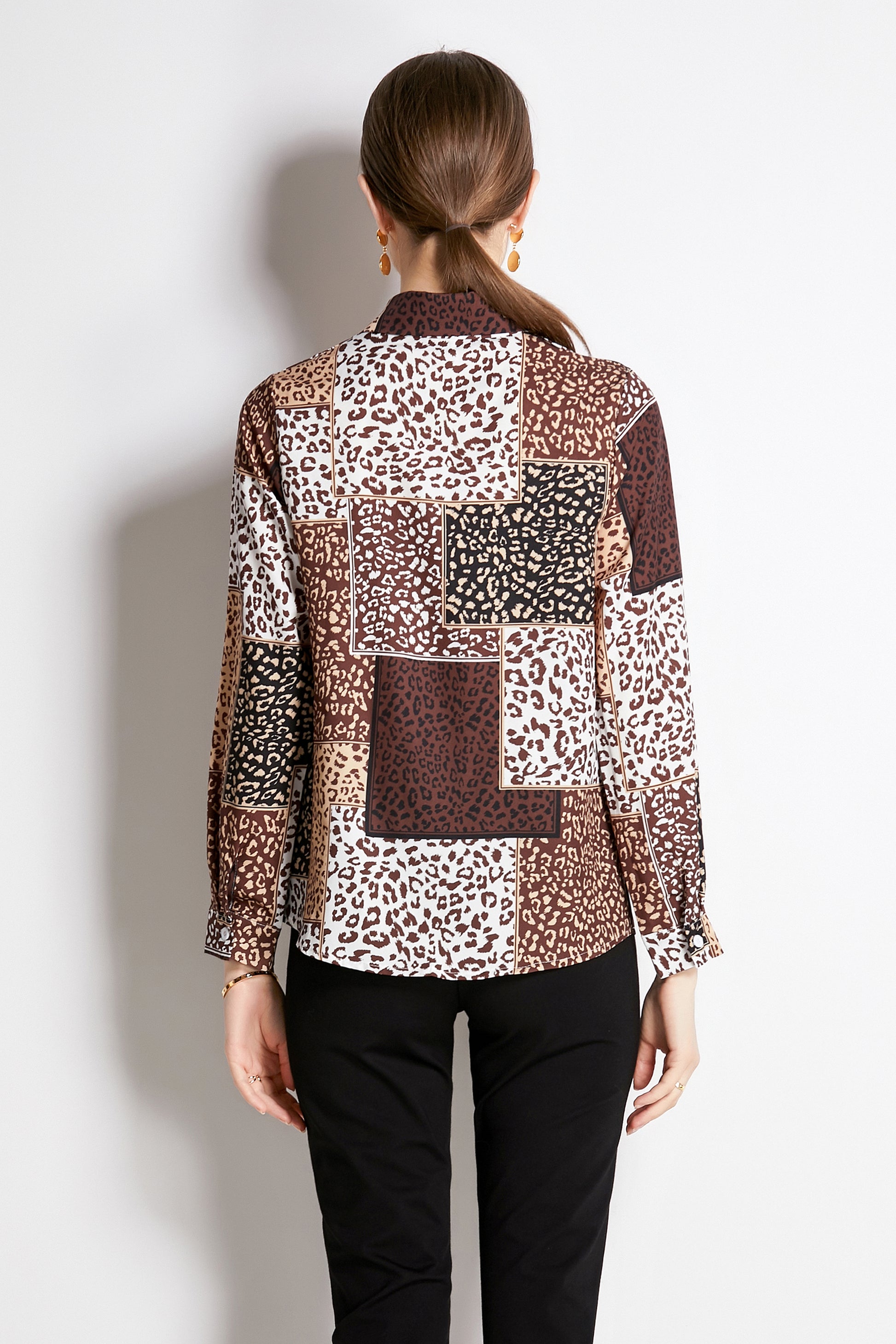 ESY-Women's Shirt Print Long Sleeve Button Blouse - LAI MENG FIVE CATS