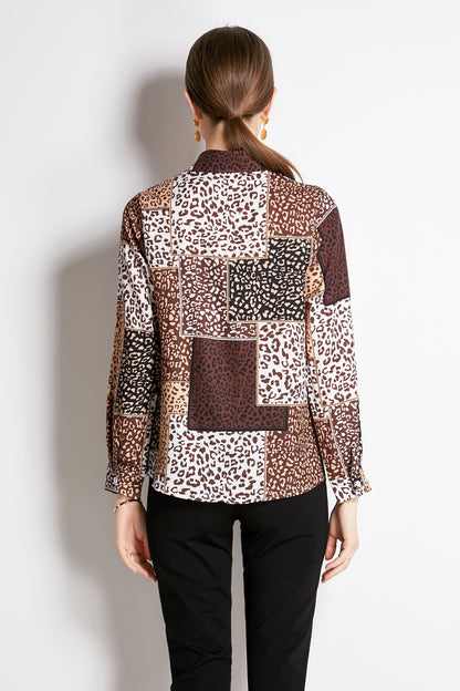 ESY-Women's Shirt Print Long Sleeve Button Blouse - LAI MENG FIVE CATS