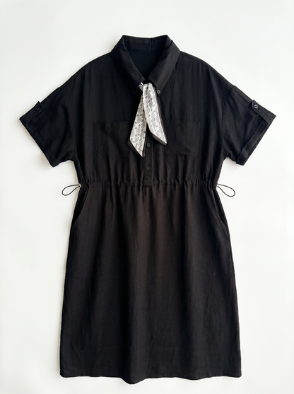 Black Tie-Waist Shirt Dress