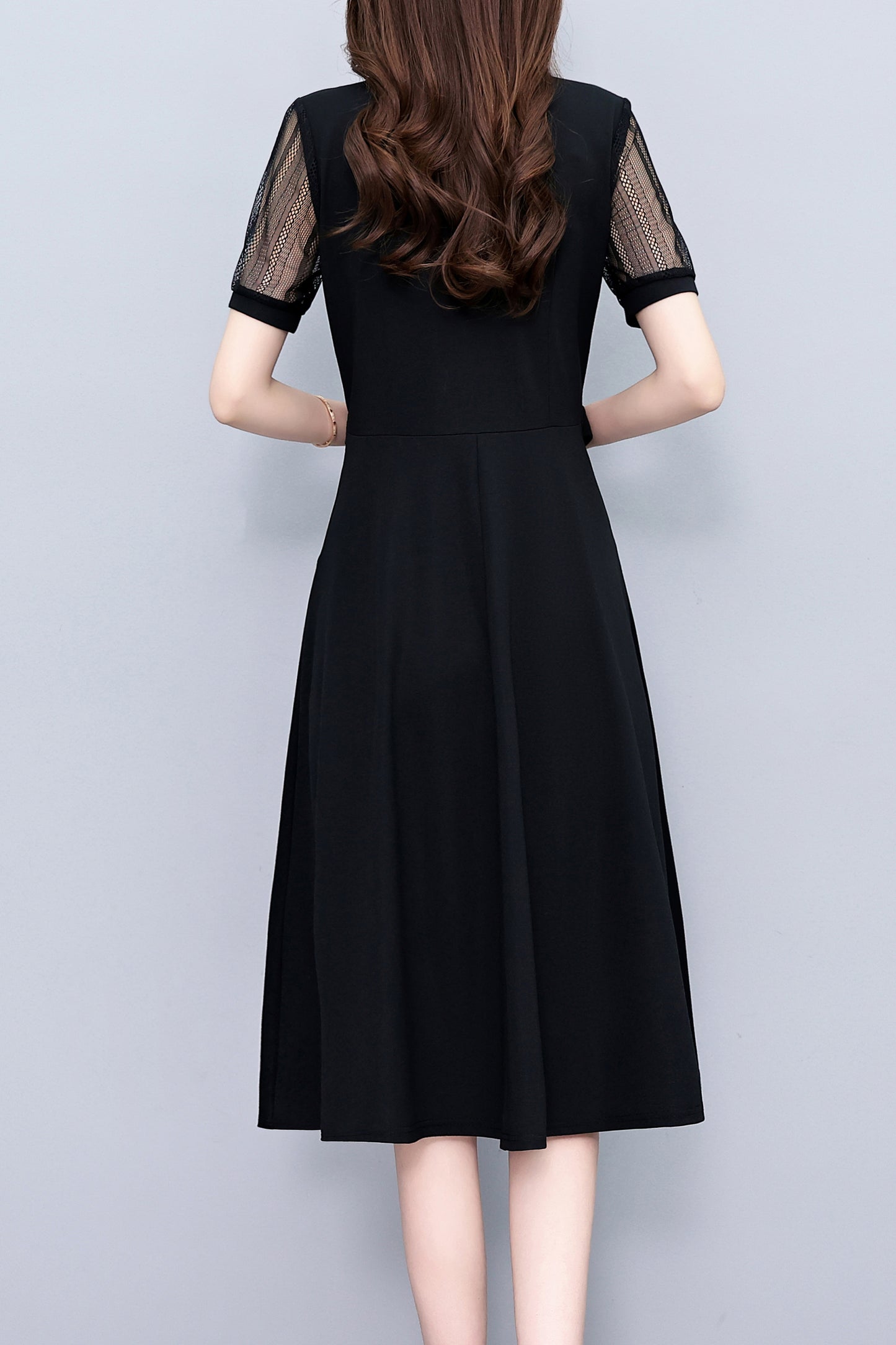 Women's Short Sleeve Pocket Work Office Suit Dress - LAI MENG FIVE CATS
